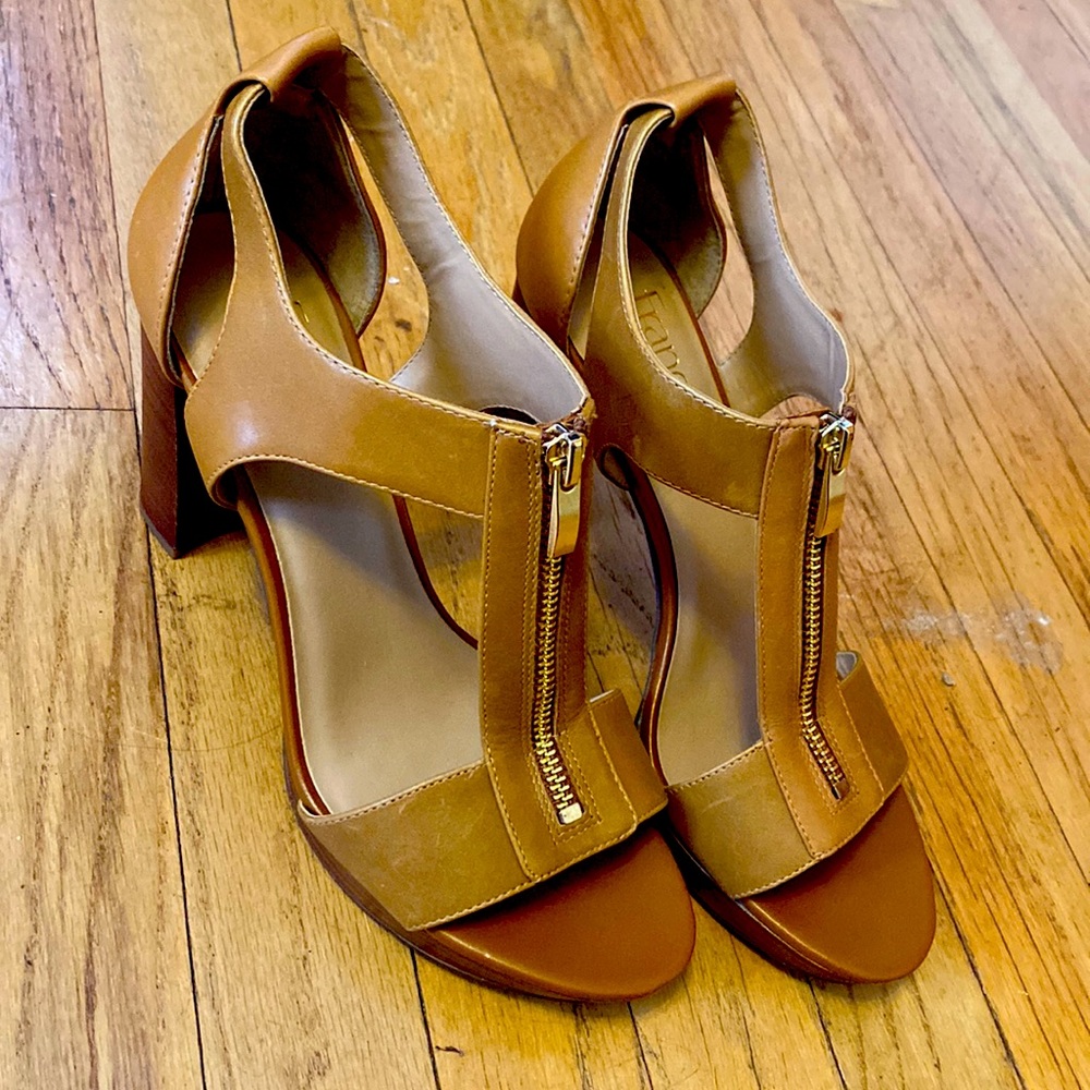 Franco Sarto beige leather platform sandals